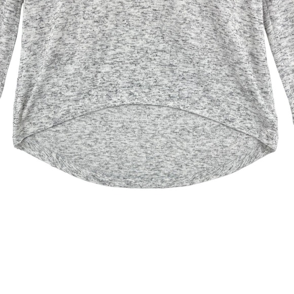 Express Tee Shirt Top Womens Medium Gray Marled Knit Long Sleeve V Neck Pullover - Picture 4 of 11
